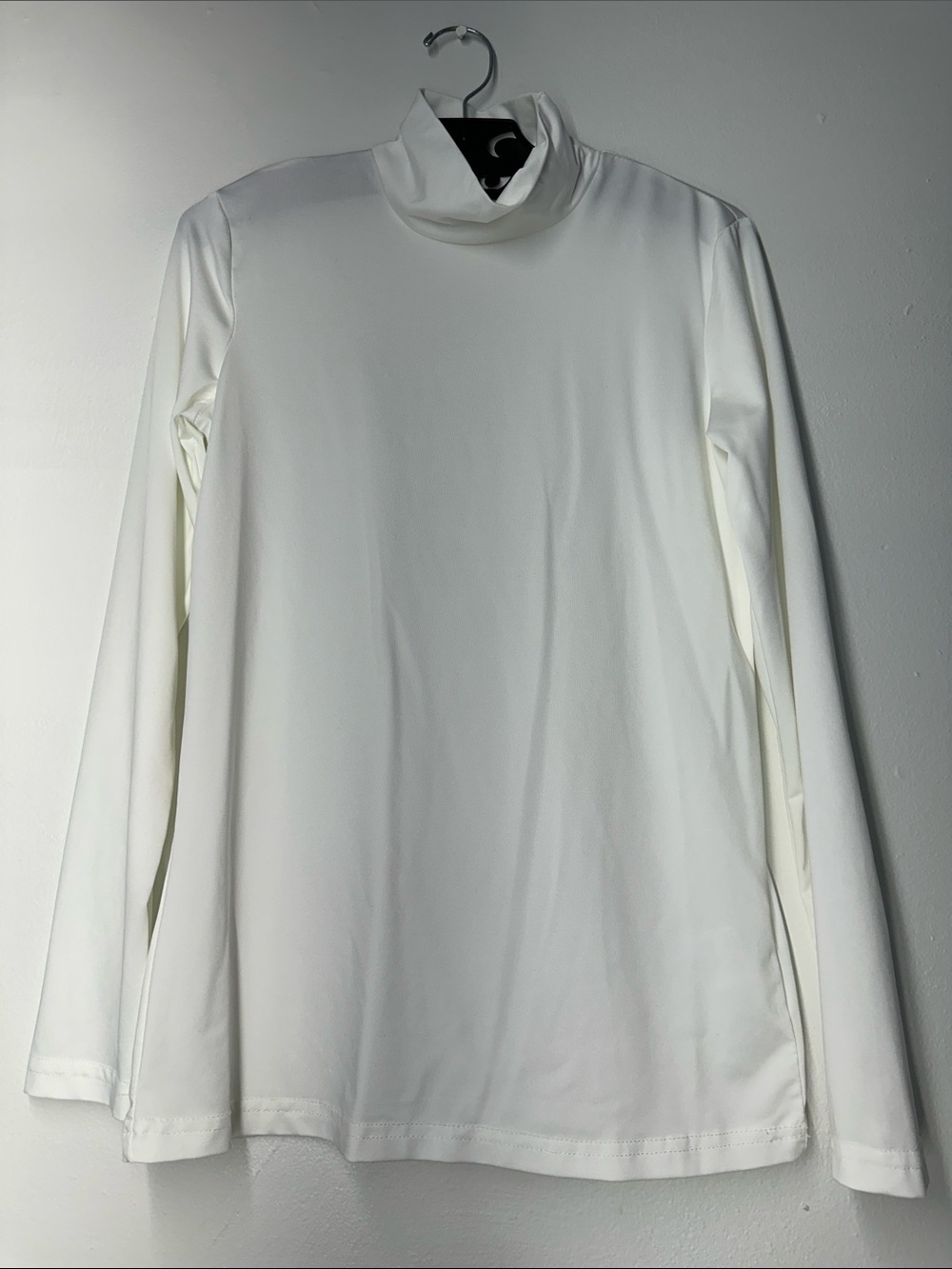 Classic White Long Sleeve Mock Neck Top